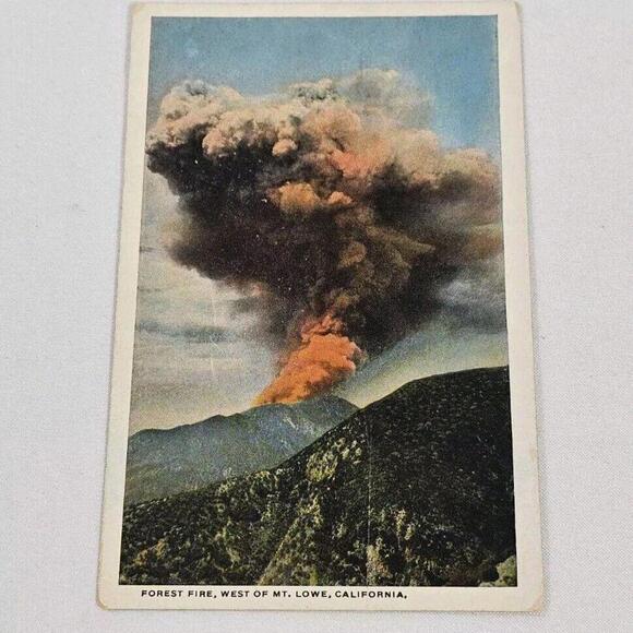 Antique Early 1900s Post Card Forest Fire West Of Mt. Lowe California - Picture 1 of 2